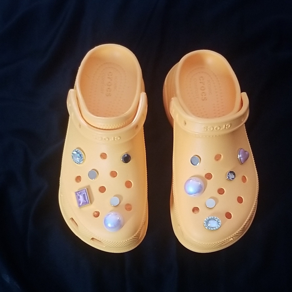 Crocs Orange Clogs with Charms sz. 8
